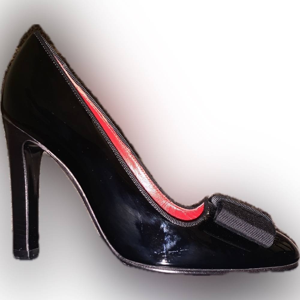 Ralph Lauren Purple Label Mallorie Black Patent Leather Bow Pumps Heels 35.5B - Picture 3 of 17